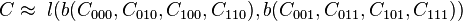  C \approx\ l( b(C_{000}, C_{010}, C_{100}, C_{110}), b(C_{001}, C_{011}, C_{101}, C_{111}))