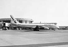 A jetliner on the apron