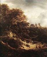 painting of landscape with castle in background