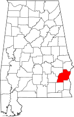 State map highlighting Barbour County