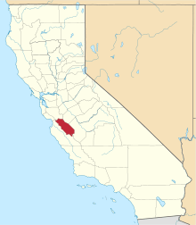 State map highlighting San Benito County