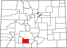 Map of Colorado highlighting Rio Grande County