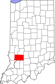 Map of Indiana highlighting Greene County