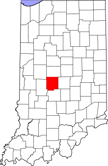 State map highlighting Hendricks County