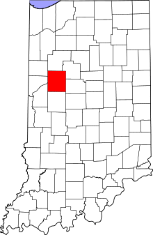 State map highlighting Tippecanoe County