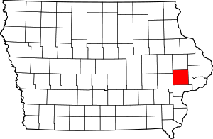 Map of Iowa highlighting Cedar County