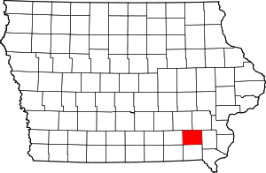 Map of Iowa highlighting Jefferson County