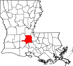 State map highlighting Saint Landry Parish