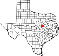 Map of Texas highlighting McLennan County