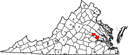 State map highlighting Henrico County