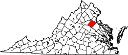 State map highlighting Spotsylvania County