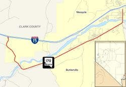 Nevada State Route 170 serves Bunkerville and Mesquite from southwest to northeast.