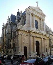 The facade of the church